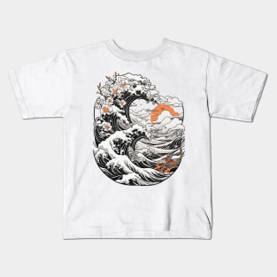 great wave at sunset Kids T-Shirt